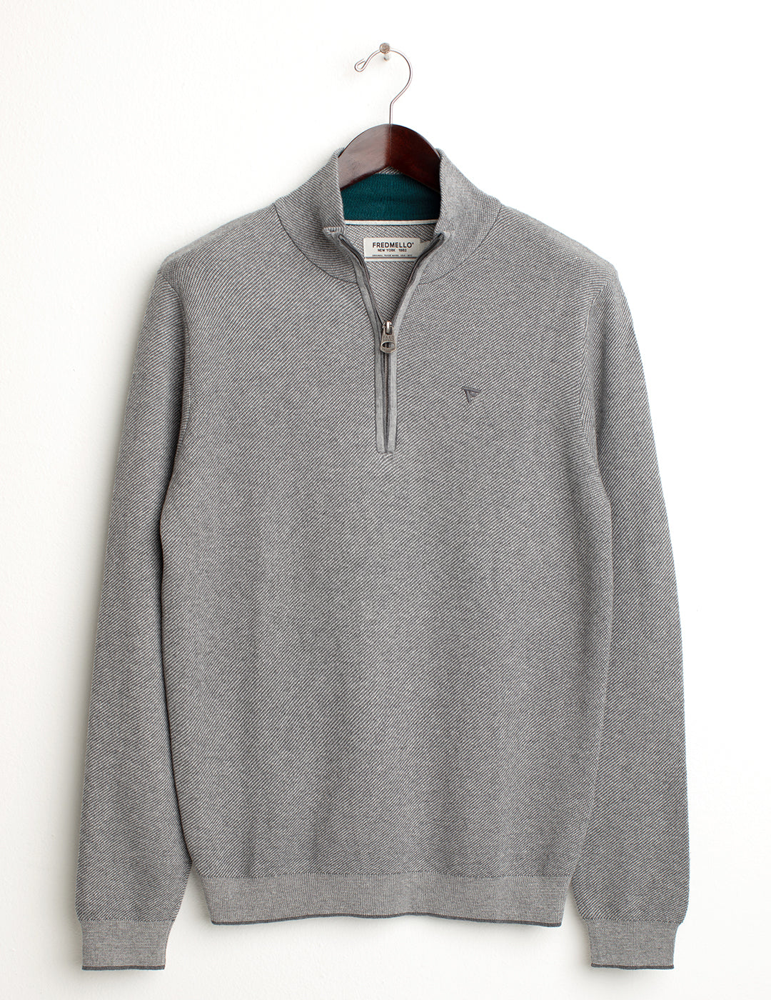 High-neck half-zip sweater man gray melange fm24w56mm cc-a0901 High-neck half-zip sweater