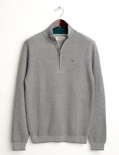 High-neck half-zip sweater