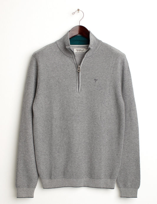 Maglia mezza zip a collo alto uomo gray melange fm24w56mm cc-a0901 Maglia mezza zip a collo alto