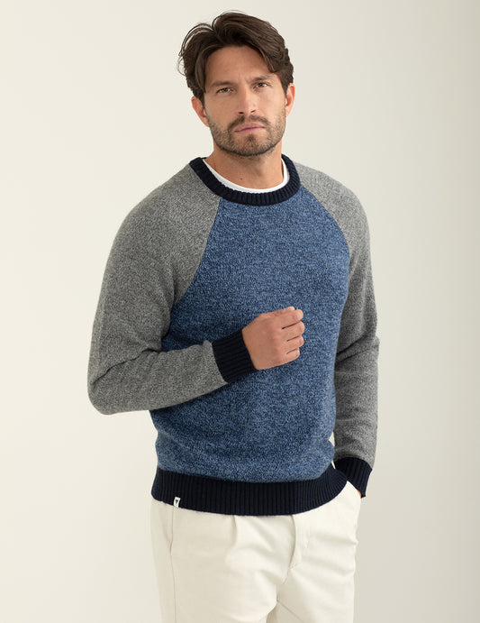 Maglia dolcevita mouliné color block uomo sky mouline' fm24w48mg cc-a0714 Maglia dolcevita mouliné color block
