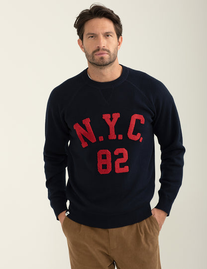 Crew-neck sweater with raglan cut