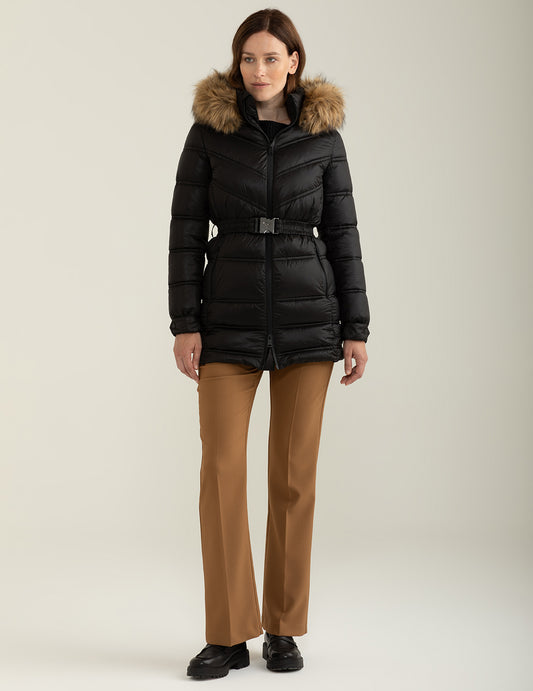 Piumino con cappuccio donna black fw24w10kd cc-a0951