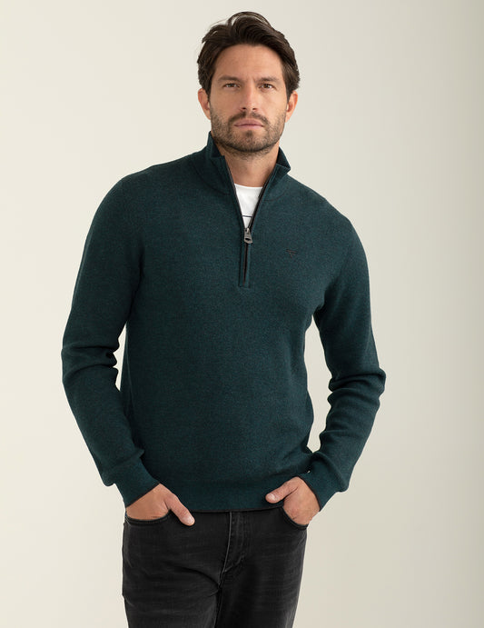 Maglia mezza zip a collo alto uomo antracite melange fm24w56mm cc-a0953 Maglia mezza zip a collo alto
