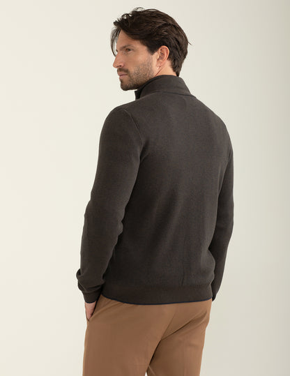 Full zipper turtleneck sweater