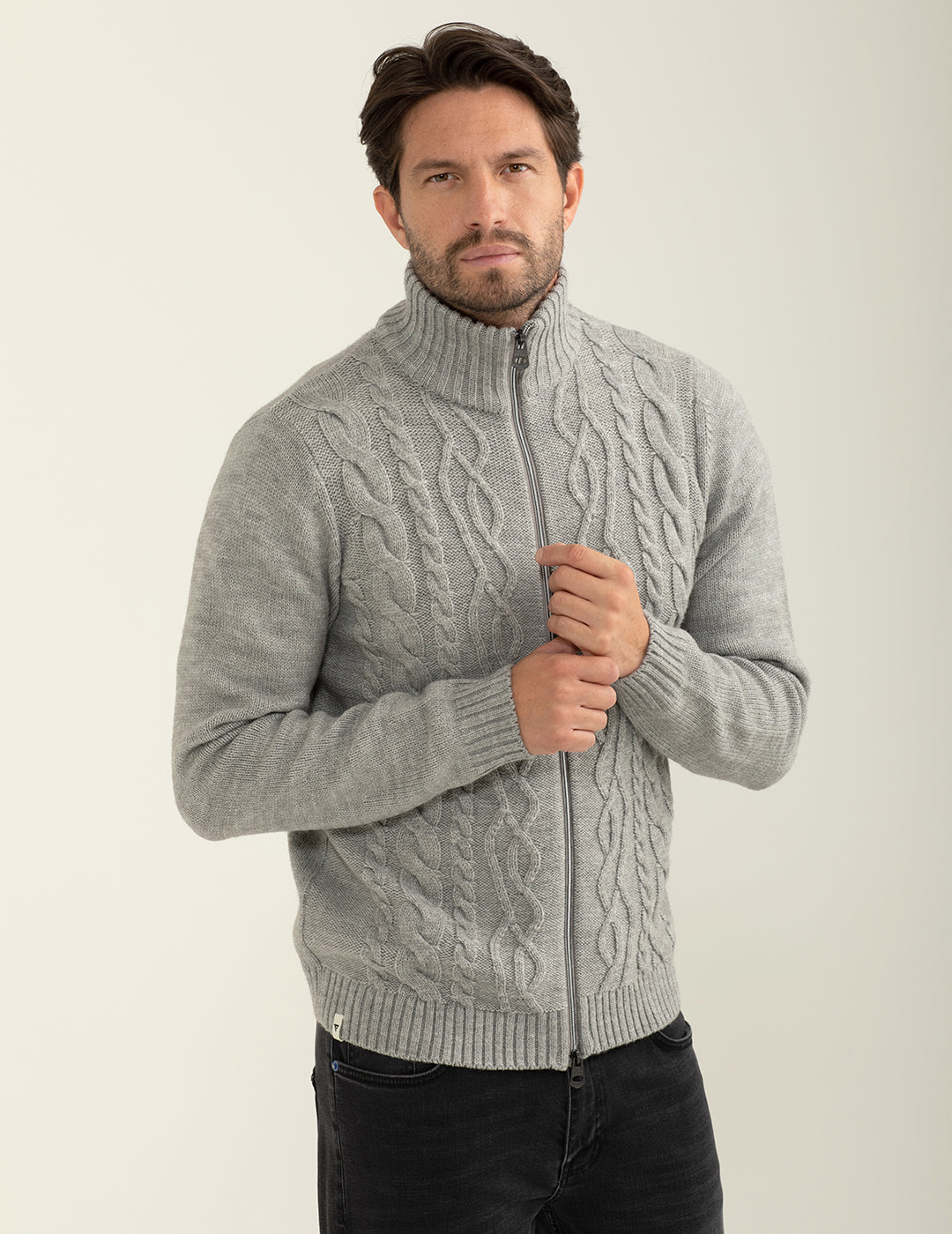 Maglia a collo alto con zip uomo gray melange fm24w17mz cc-a0901 Maglia a collo alto con zip