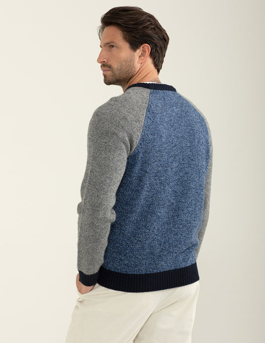 ALT03Maglia dolcevita mouliné color block uomo sky mouline' fm24w48mg cc-a0714 Maglia dolcevita mouliné color block