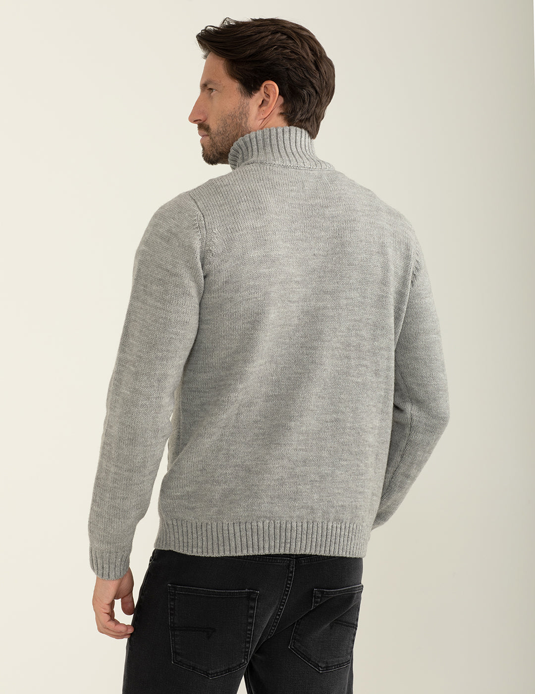 Maglia a collo alto con zip uomo gray melange fm24w17mz cc-a0901 Maglia a collo alto con zip