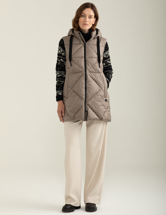 ALT03Sleeveless down jacket with adjustable hood woman taupe fw24w14ks cc-a0114 Sleeveless down jacket with adjustable hood