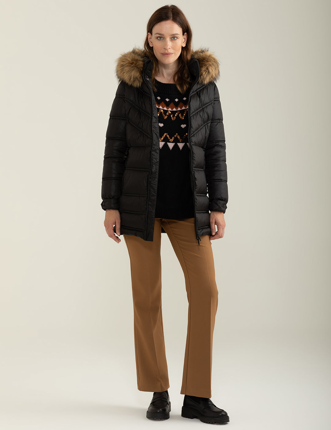 Piumino con cappuccio donna black fw24w10kd cc-a0951 Piumino con cappuccio