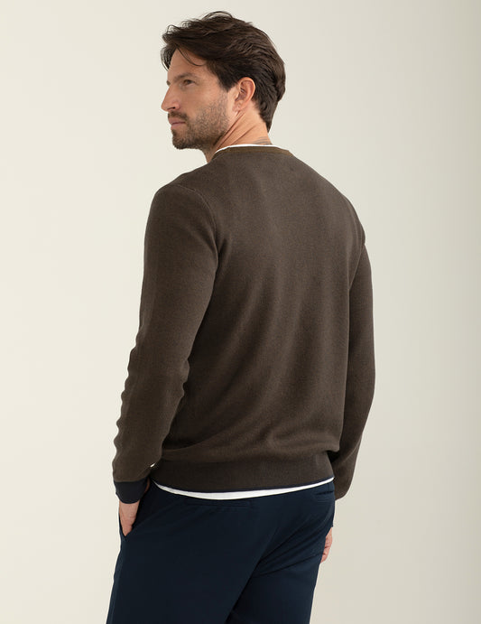 ALT03Maglia girocollo con lavorazione diagonale jacquard a due colori uomo blue fm24w57mg cc-a0601 Maglia girocollo con lavorazione diagonale jacquard a due colori