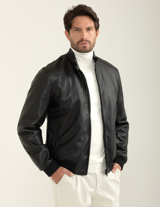 Giubbotto in similpelle uomo black fm24w16ke cc-a0951