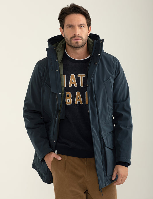 Parka con cappuccio e fodera trapuntata uomo blue fm24w18ku cc-a0601