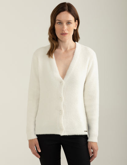 Cardigan con filato effetto pelliccia