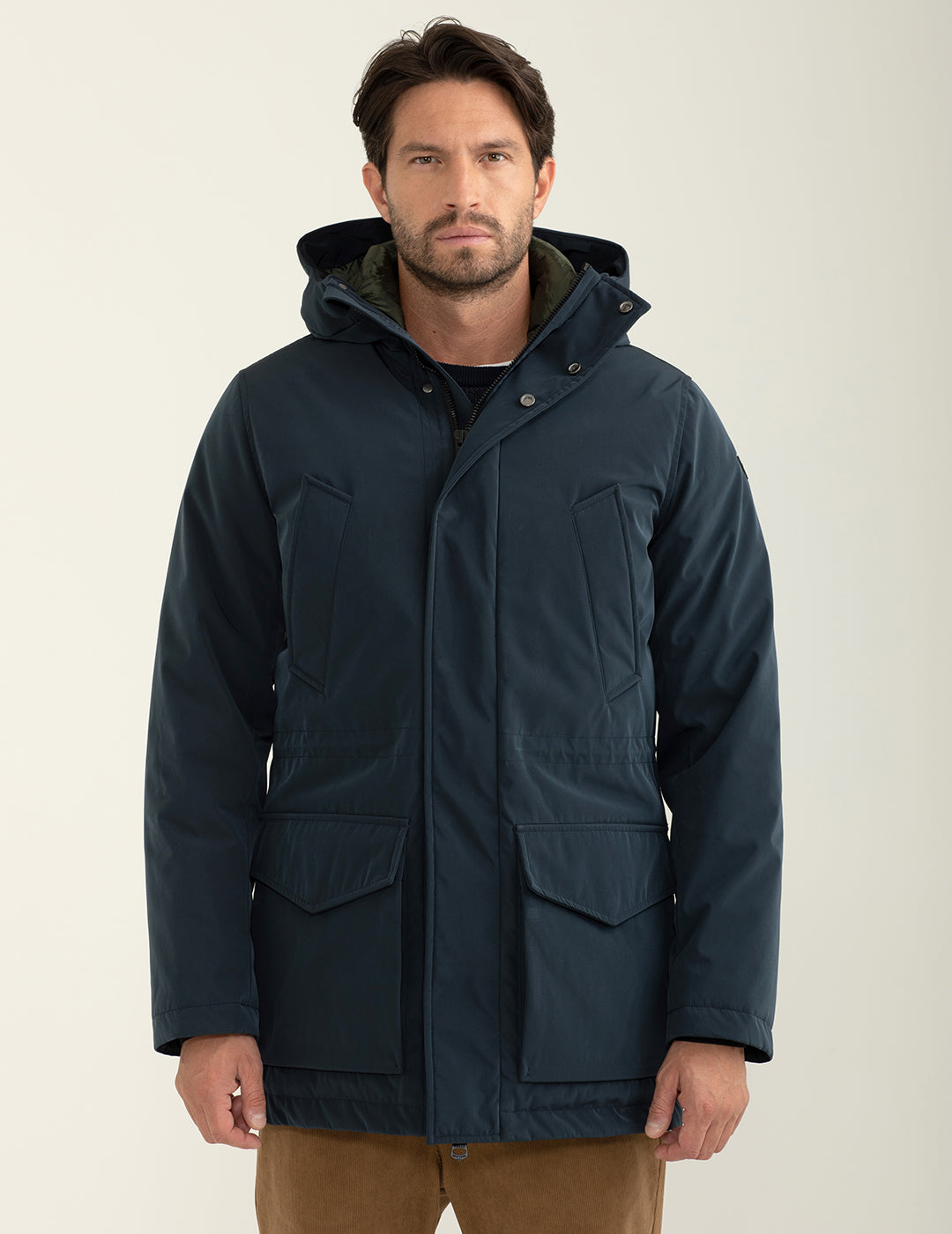 Parka con cappuccio e fodera trapuntata uomo blue fm24w18ku cc-a0601 Parka con cappuccio e fodera trapuntata
