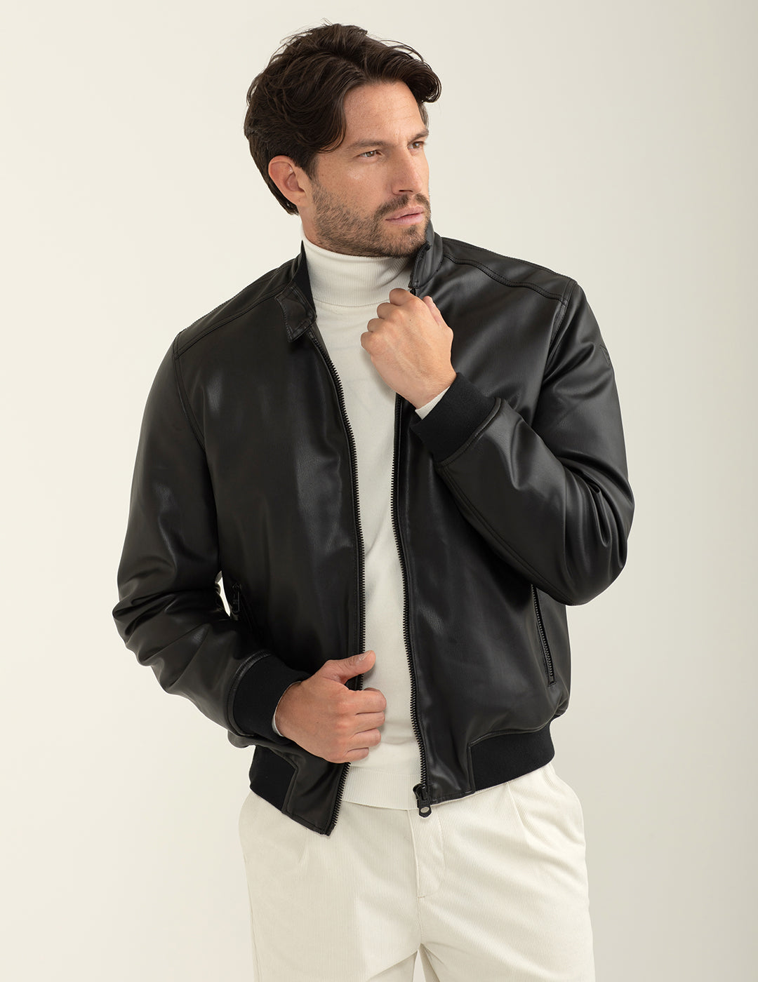 Giubbotto in similpelle uomo black fm24w16ke cc-a0951 Giubbotto in similpelle
