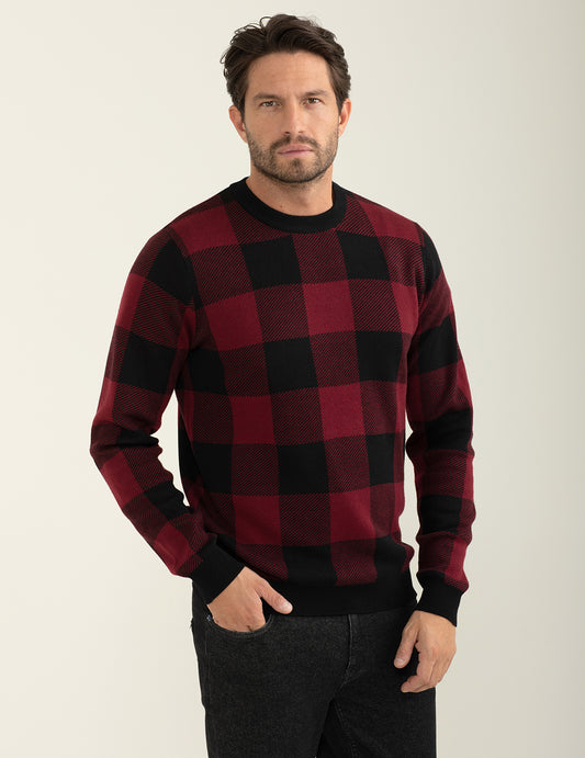 Maglia girocollo con fantasia check uomo red fm24w53mg cc-a0301 Maglia girocollo con fantasia check