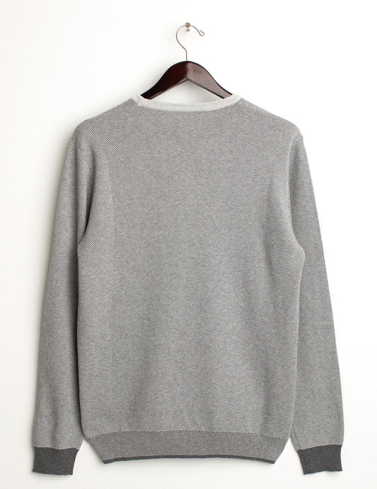 ALT03Maglia girocollo con lavorazione diagonale jacquard a due colori uomo gray melange fm24w57mg cc-a0901 Maglia girocollo con lavorazione diagonale jacquard a due colori