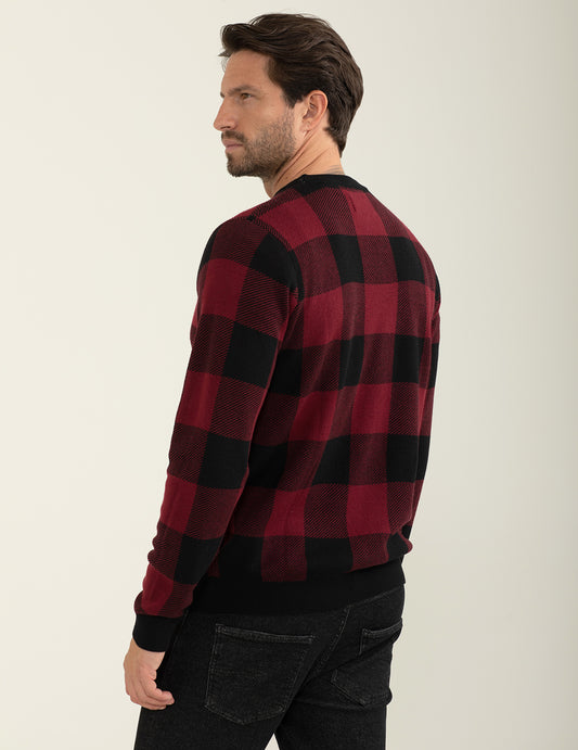 ALT03Maglia girocollo con fantasia check uomo red fm24w53mg cc-a0301 Maglia girocollo con fantasia check