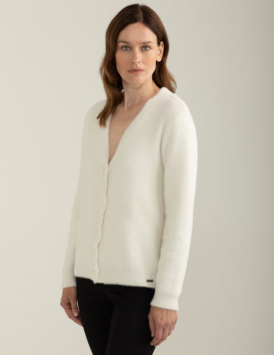 Cardigan con filato effetto pelliccia - back - 002