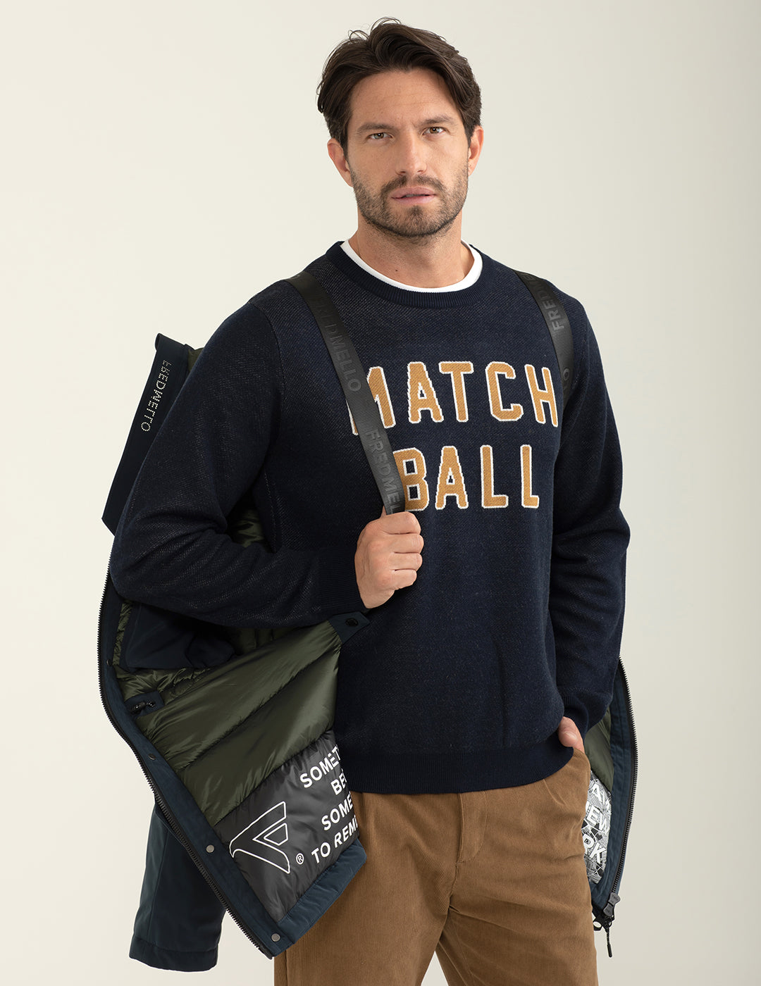Parka con cappuccio e fodera trapuntata uomo blue fm24w18ku cc-a0601 Parka con cappuccio e fodera trapuntata