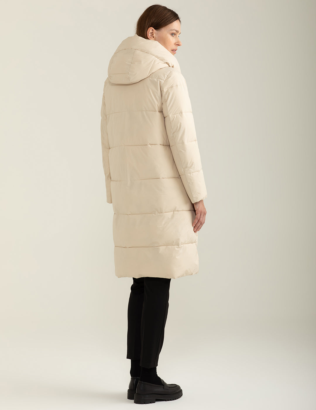 Piumino lungo con cappuccio donna ivory fw24w13kd cc-a0910 Piumino lungo con cappuccio