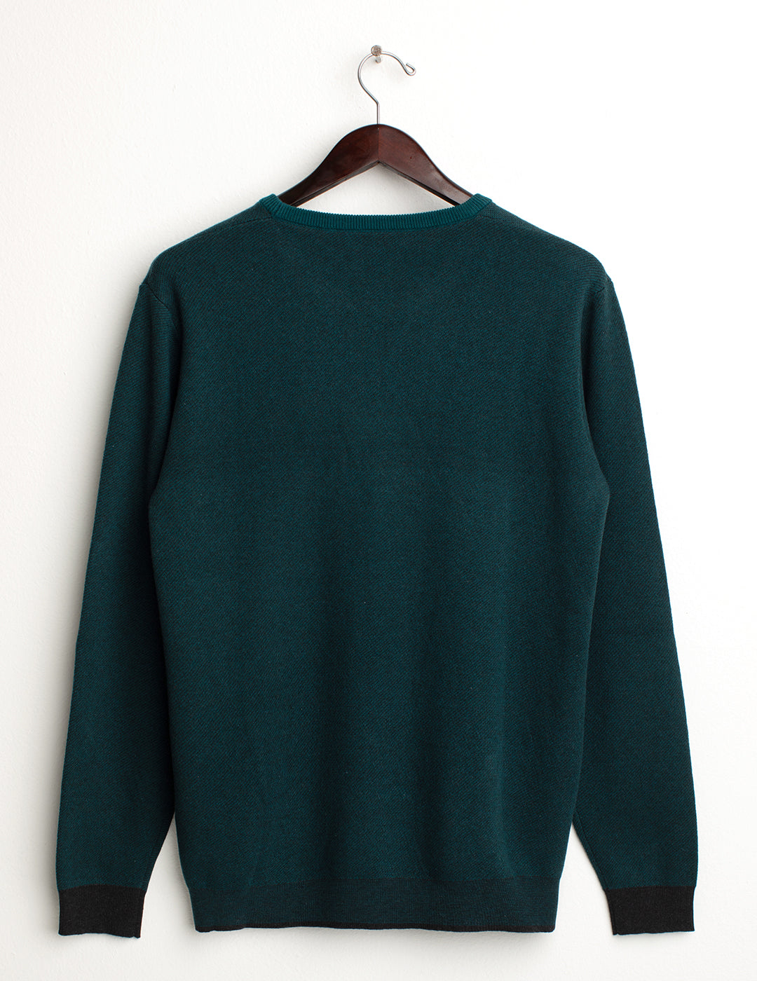 Crew-neck sweater with diagonal jacquard work in two colors man antracite melange fm24w57mg cc-a0953 Crew-neck sweater with diagonal jacquard work in two colors