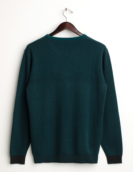 ALT03Maglia girocollo con lavorazione diagonale jacquard a due colori uomo antracite melange fm24w57mg cc-a0953 Maglia girocollo con lavorazione diagonale jacquard a due colori