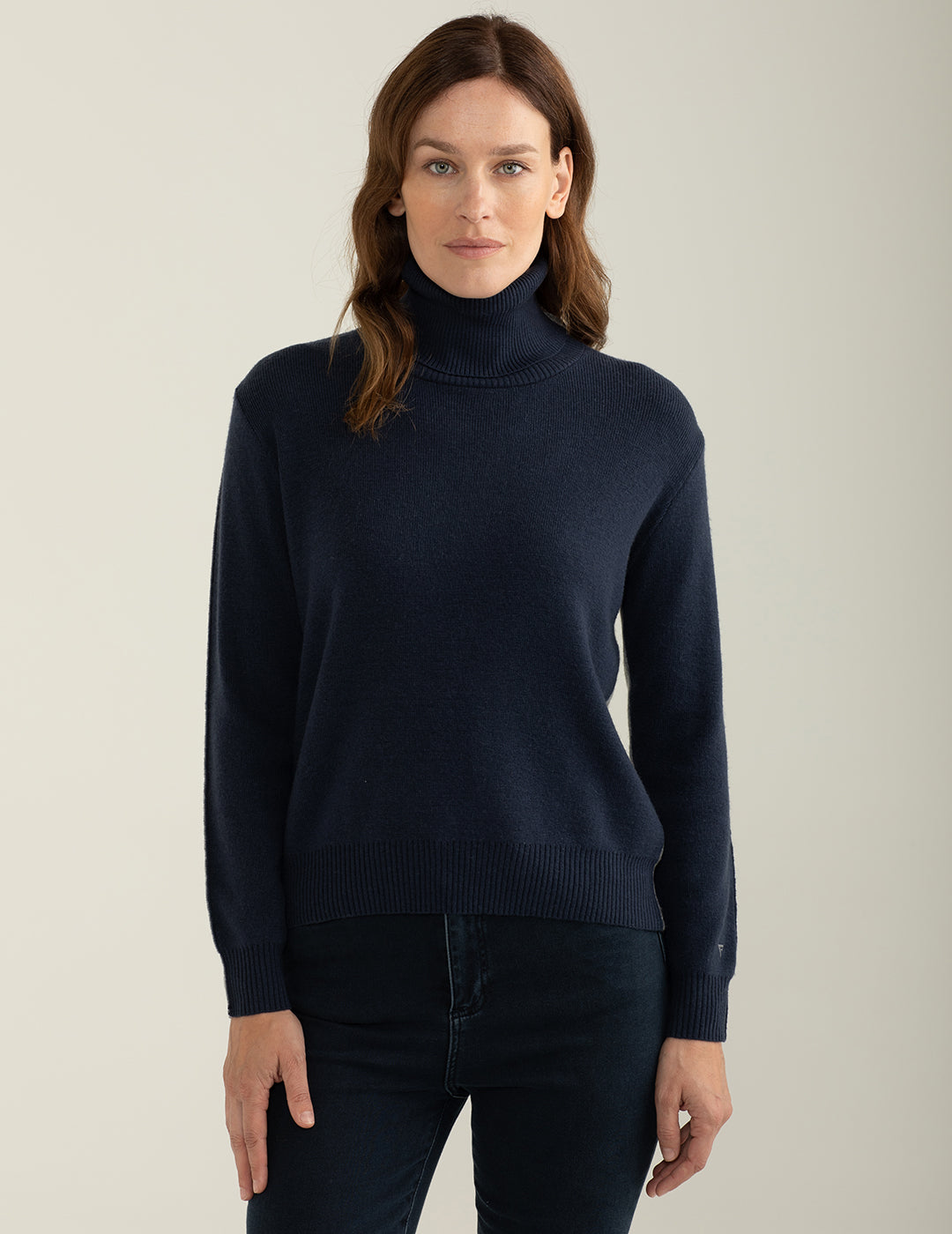 Maglia dolcevita con design color block fronte/retro donna blue fw24w14md cc-a0601 Maglia dolcevita con design color block fronte/retro