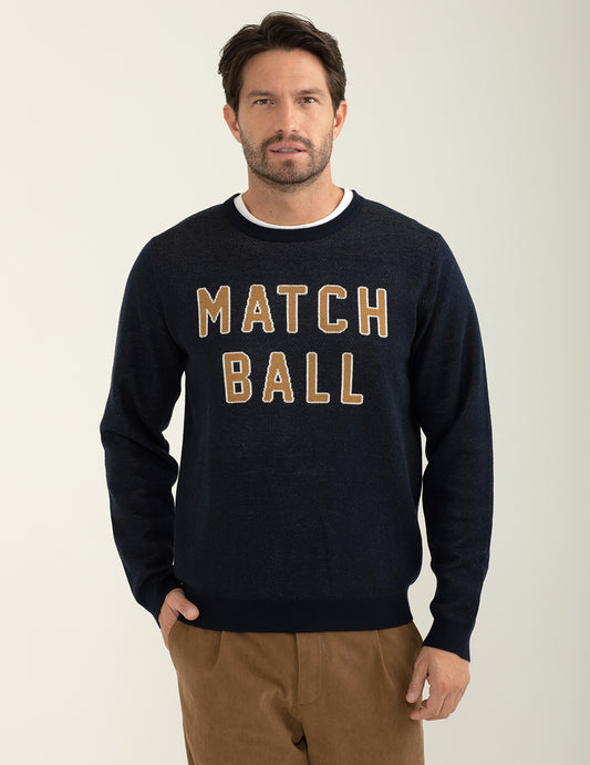 Maglia girocollo con scritta jacquard uomo blue fm24w54mg cc-a0601 Maglia girocollo con scritta jacquard