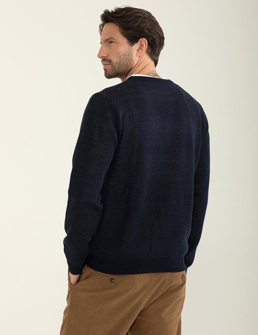 ALT03Maglia girocollo con scritta jacquard uomo blue fm24w54mg cc-a0601 Maglia girocollo con scritta jacquard