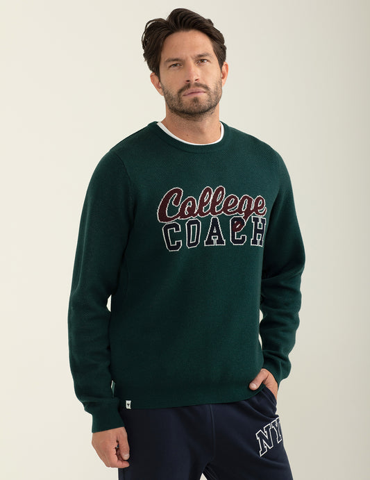 Maglia girocollo con scritta jacquard uomo forest fm24w54mg cc-a0806 Maglia girocollo con scritta jacquard