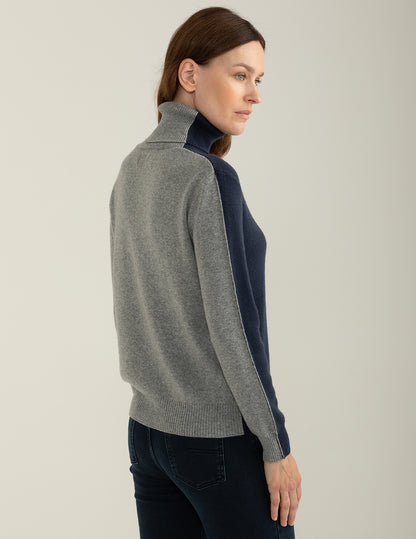 Maglia dolcevita con design color block fronte/retro