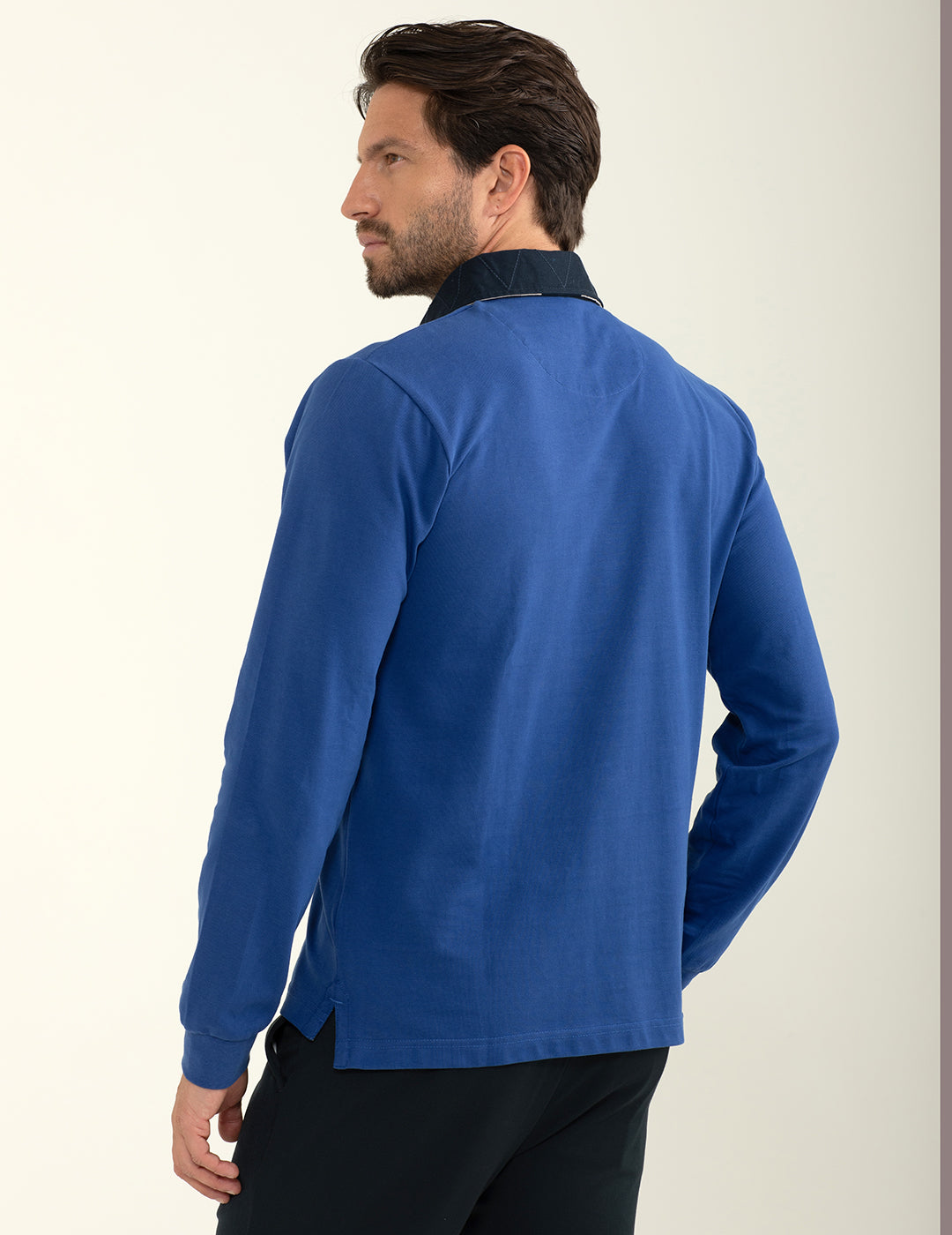 Polo in piquet con collo in gabardina uomo bluette fm24w03qc cc-a0606 Polo in piquet con collo in gabardina
