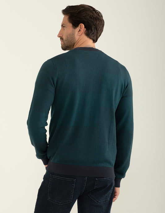 ALT03Maglia girocollo con lavorazione jacquard a blocchi di fantasie uomo blue fm24w58mg cc-a0601 Maglia girocollo con lavorazione jacquard a blocchi di fantasie