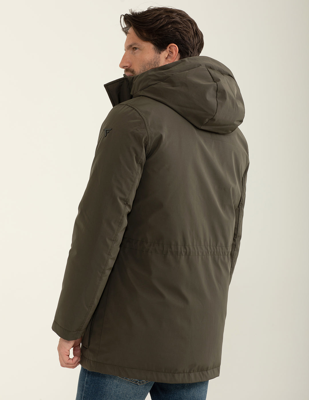 Parka con cappuccio e fodera trapuntata uomo army fm24w18ku cc-a0804 Parka con cappuccio e fodera trapuntata
