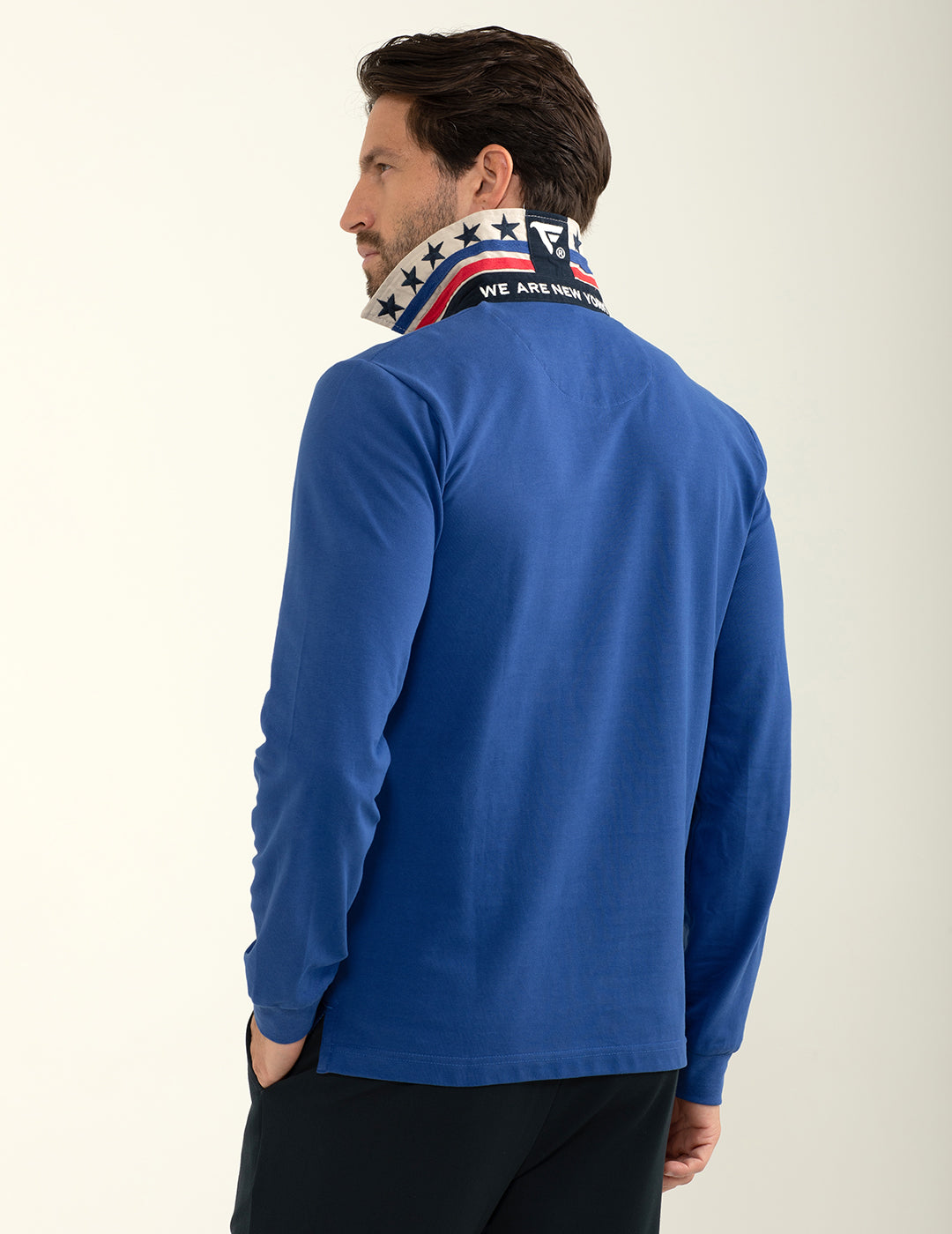 Polo in piquet con collo in gabardina uomo bluette fm24w03qc cc-a0606 Polo in piquet con collo in gabardina