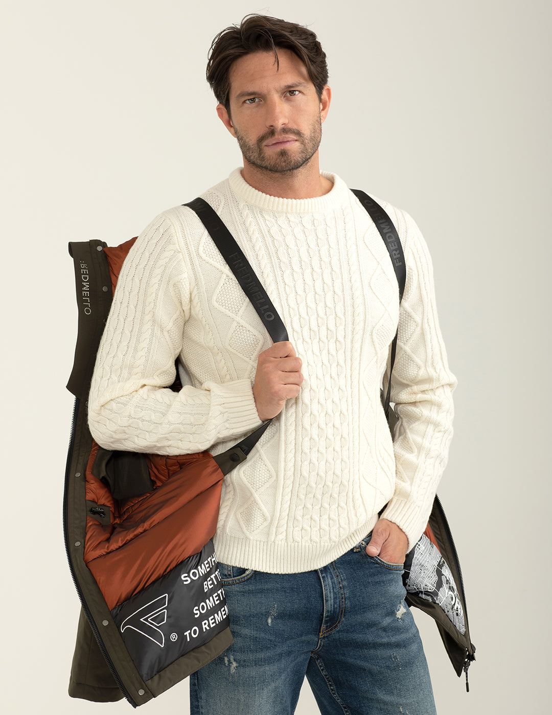 Parka con cappuccio e fodera trapuntata uomo army fm24w18ku cc-a0804 Parka con cappuccio e fodera trapuntata