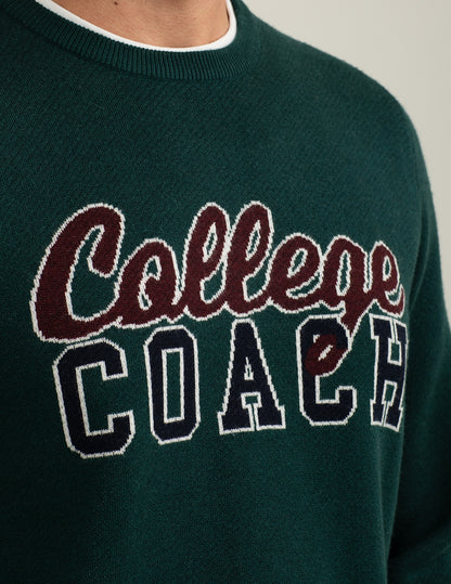 Crew-neck sweater with jacquard lettering