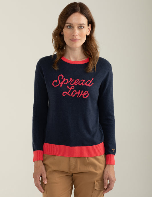 Crew-neck sweater with strong color contrasts woman blue fw24w15mg cc-a0601 Crew-neck sweater with strong color contrasts