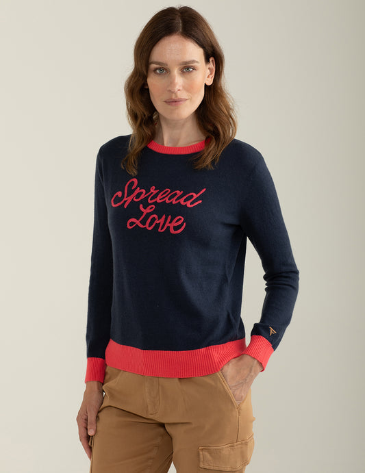 ALT03Crew-neck sweater with strong color contrasts woman blue fw24w15mg cc-a0601 Crew-neck sweater with strong color contrasts