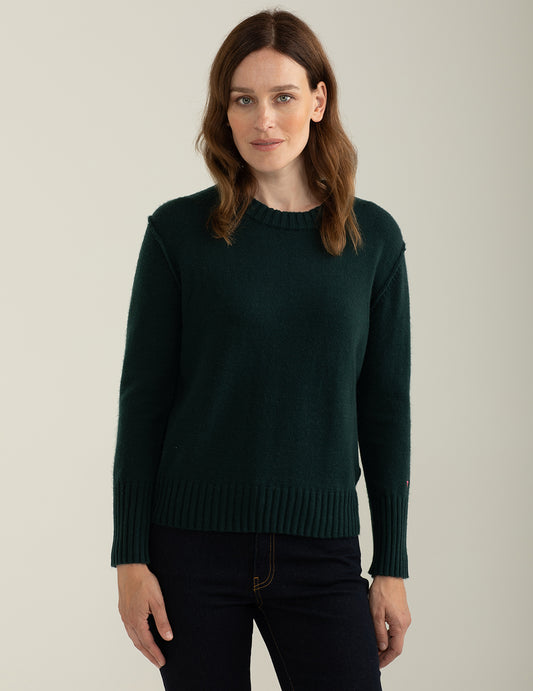 Crew-neck sweater with English rib knitting woman green fw24w16mg cc-a0801 Crew-neck sweater with English rib knitting