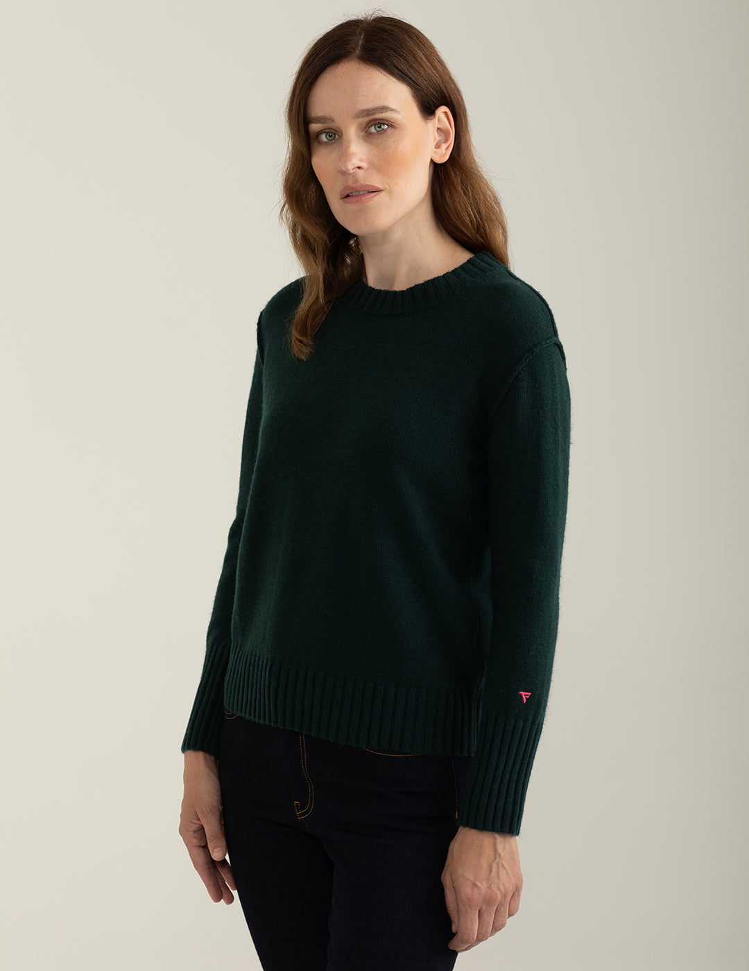 Maglia girocollo con lavorazione a costa inglese donna green fw24w16mg cc-a0801 Maglia girocollo con lavorazione a costa inglese