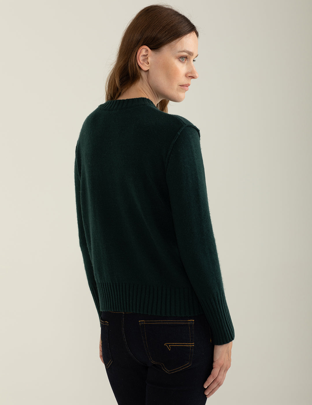 Maglia girocollo con lavorazione a costa inglese donna green fw24w16mg cc-a0801 Maglia girocollo con lavorazione a costa inglese