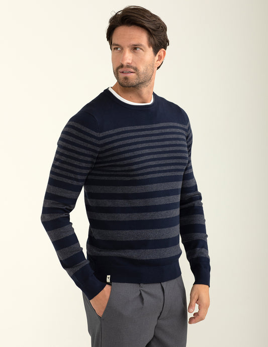 Maglia girocollo con motivo a righe degradè uomo blue fm24w07mg cc-a0601