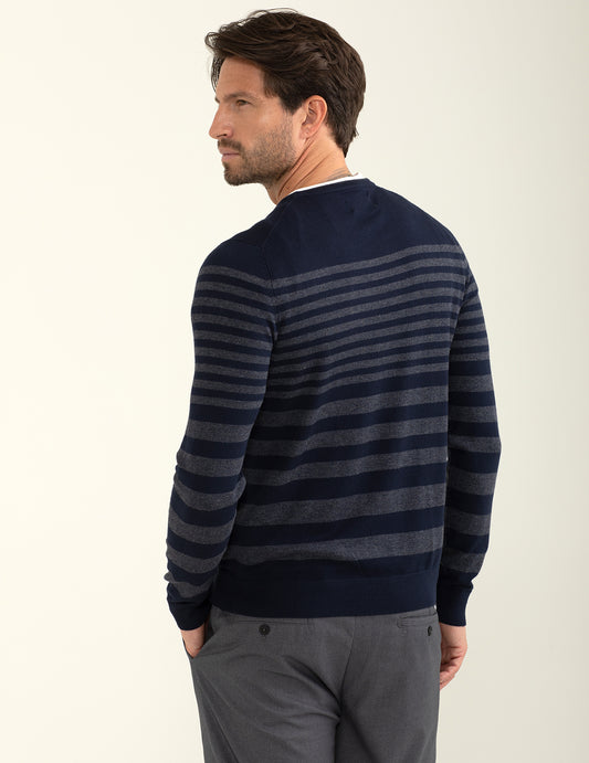 Maglia girocollo con motivo a righe degradè - back - 002
