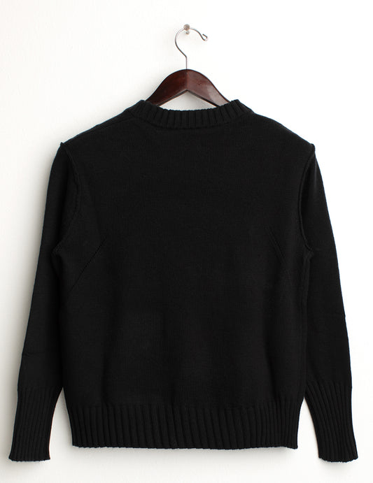 ALT03Crew-neck sweater with English rib knitting woman black fw24w16mg cc-a0951 Crew-neck sweater with English rib knitting