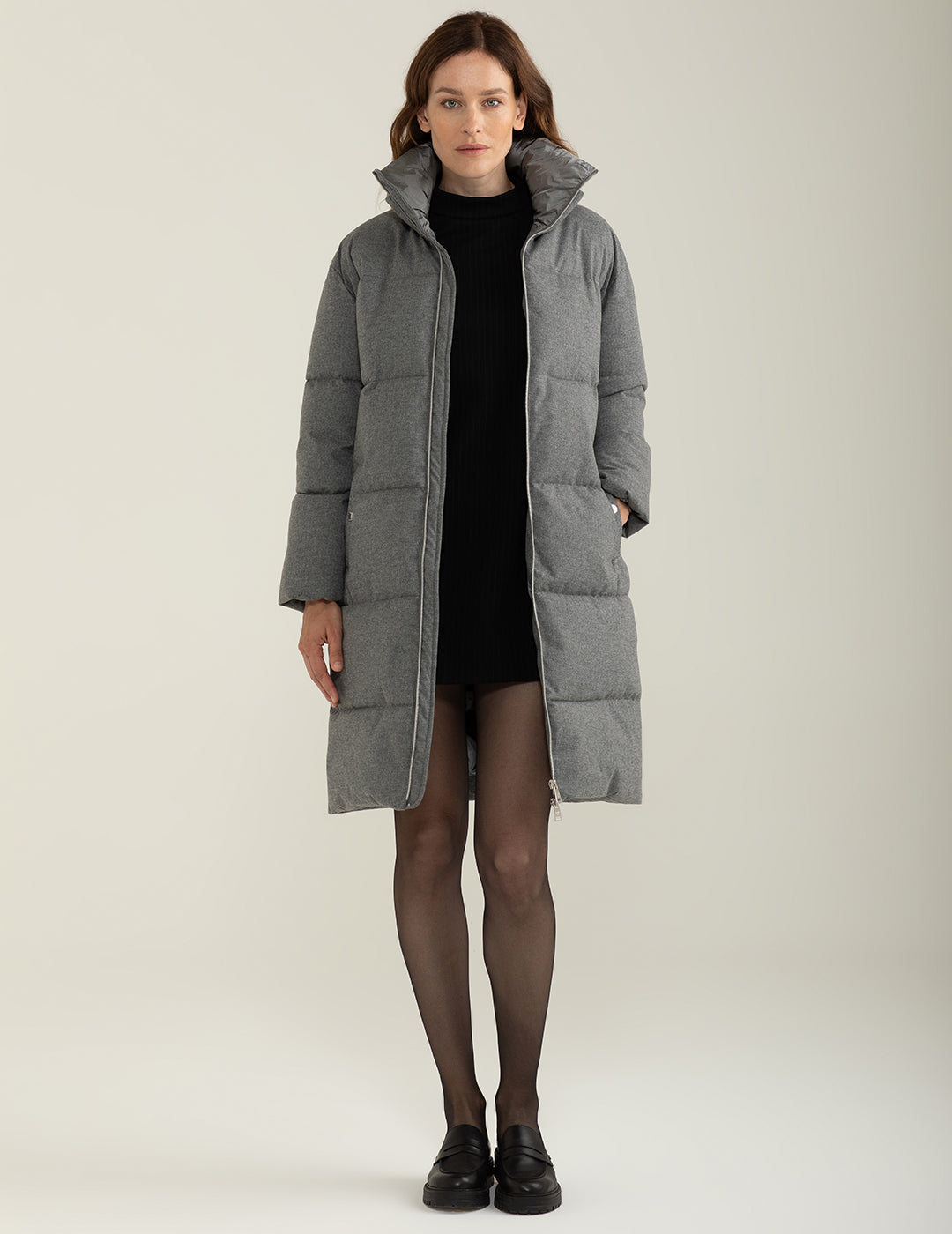 Piumino a collo alto donna gray melange fw24w17kd cc-a0901 Piumino a collo alto