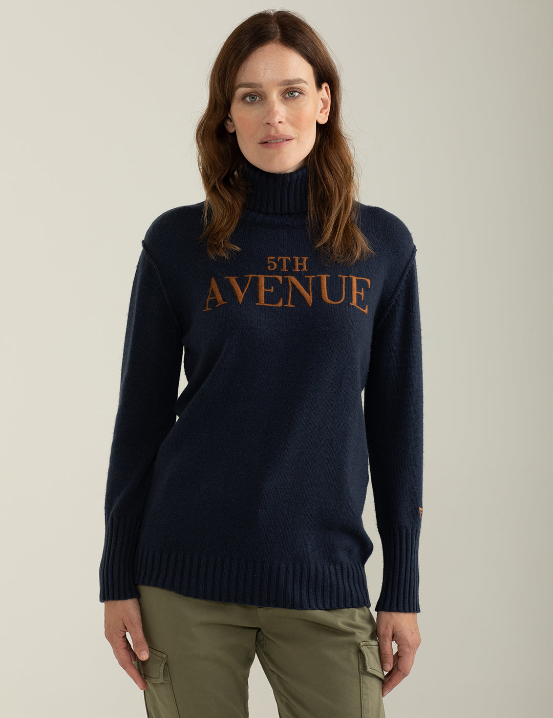Maglia dolcevita con lavorazione a costa inglese donna blue fw24w17md cc-a0601 Maglia dolcevita con lavorazione a costa inglese