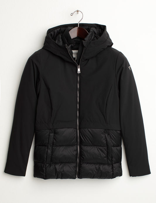 Giubbotto in soft-shell con cappuccio donna black fw24w01ku cc-a0951