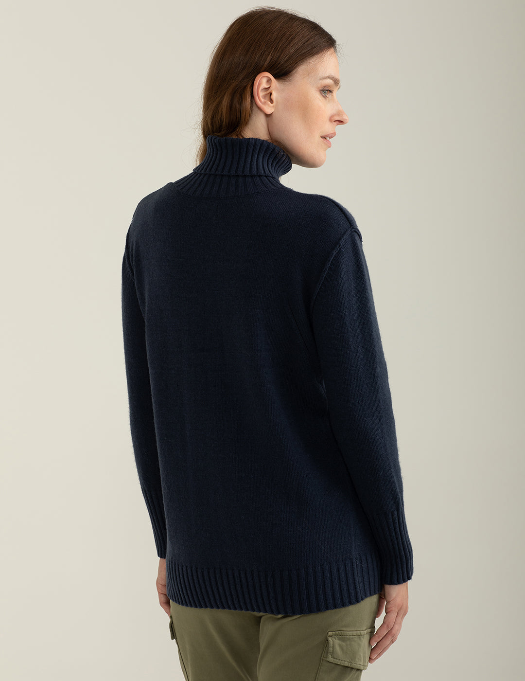 Maglia dolcevita con lavorazione a costa inglese donna blue fw24w17md cc-a0601 Maglia dolcevita con lavorazione a costa inglese